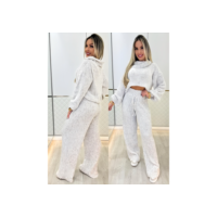 Conjunto Feminino Gola Alta Inverno Quente Tricot Mousse Elegante