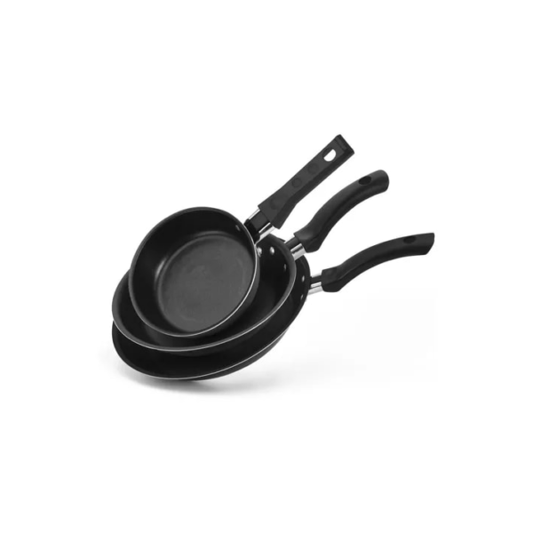 Conjunto De Frigideiras Antiaderente 3 Peças Nacional Cor Preto