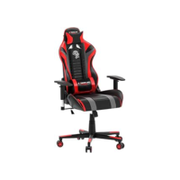 ELG, CH05BKRD, Cadeira Gamer Black Hawk c/Apoio Cervical, Encosto Reclinável, Apoio de Braços, Ajuste de Altura, Inclina 180°, Suporta até 150kg, Preto/Vermelho