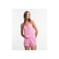 Pijama Short Doll Canelado em Viscose Rosa