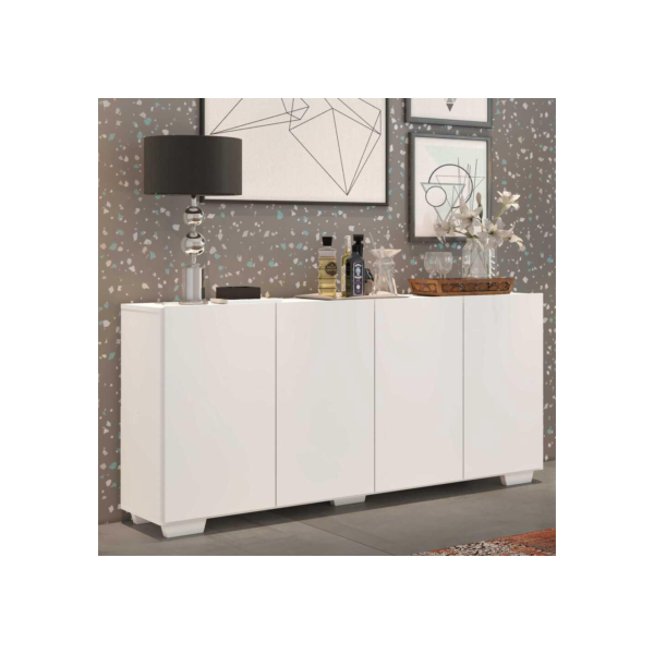 Aparador Buffet 4 Portas com Pés Quadrados Veneza Multimóveis Branco