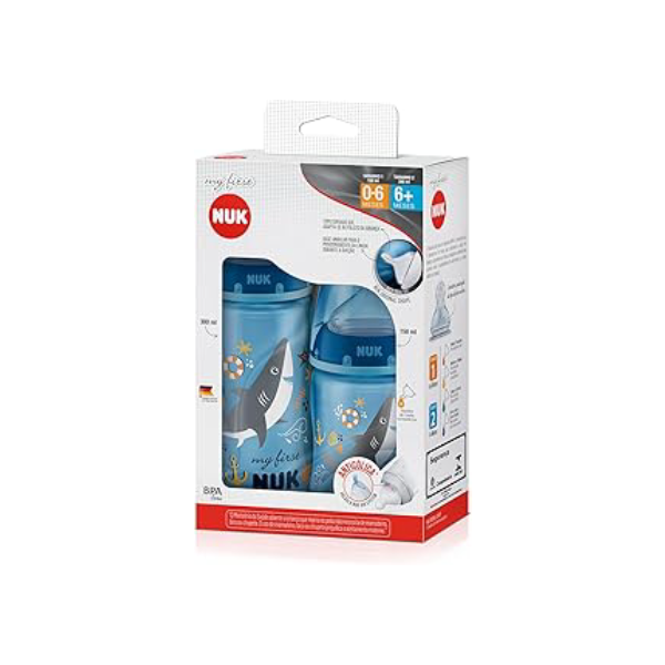NUK Kit Mamadeira My 1St S1 150 Ml S2 300 Ml Boy - Azul