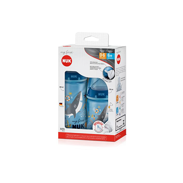 NUK Kit Mamadeira My 1St S1 150 Ml S2 300 Ml Boy - Azul