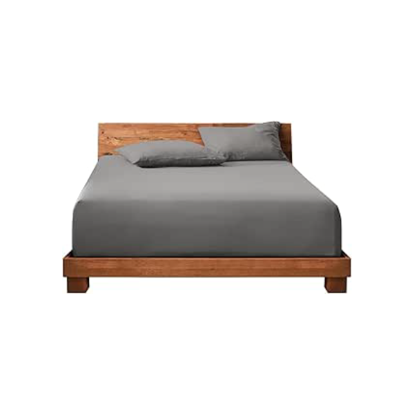 Decolab Jogo de Lençol 100% Algodão Premium Extra Macio - Roupa De Cama Antiácaro, Inclui Lençol Com Elástico (Forro) E Fronhas (Cinza-escuro, Casal Simples (3 peças))