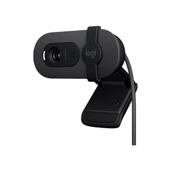 Webcam Full HD Logitech Brio 100 com Microfone Integrado, Proteção de Privacidade, Correção Automática de Luz e Conexão USB-A - Grafite