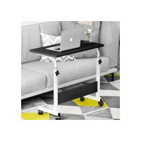 Mesa ajustável dobrável, mesa de cabeceira multifunctional, mesa de notebook lateral com ajuste de altura (Preto)