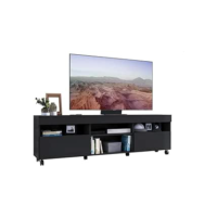 Rack Tv 65" com Rodízios e 2 Portas Paris Multimóveis Preto