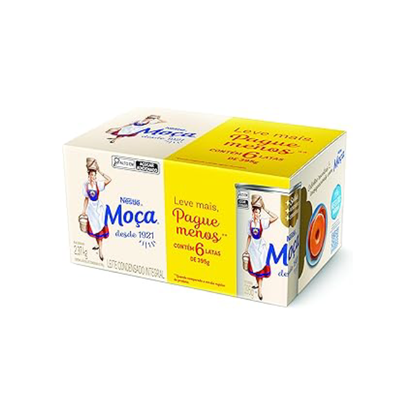 Pack Leite Condensado MOÇA Integral Lata 395g com 6 unidades