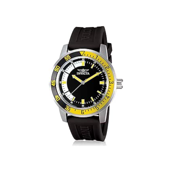 Relógio masculino Invicta Specialty de aço inoxidável, Preto/Amarelo, Standard, 12846