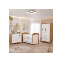 Quarto de Bebê Completo Berço Americano Marquesa Guarda Roupas 3 Portas Cômoda 4 Gavetas 100% MDF