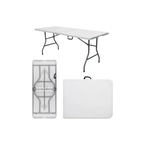 Mesa Dobrável Vira Maleta Com Alça Portátil 1.80m Para Camping Pesca Jardim Área Externa Ou Interna Salão De Festas Gourmet Luvinco (Branco)