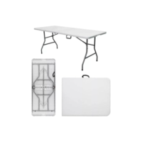 Mesa Dobrável Vira Maleta Com Alça Portátil 1.80m Para Camping Pesca Jardim Área Externa Ou Interna Salão De Festas Gourmet Luvinco (Branco)