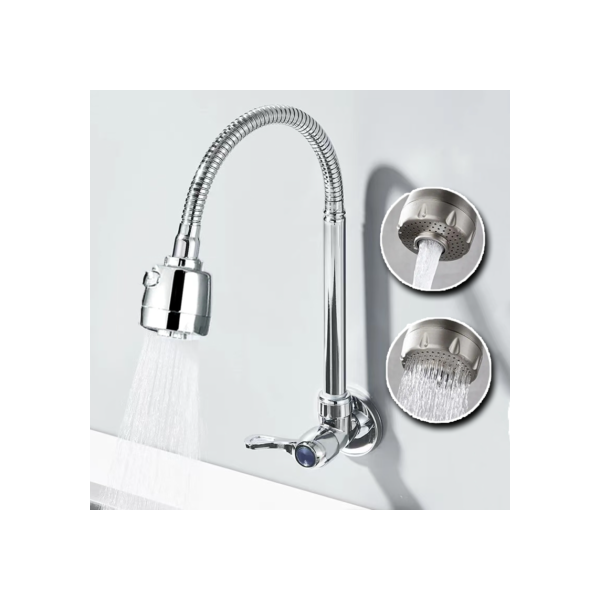 torneira cozinha parede Chuveirinho para pia de cozinha flexível prata Metal+ABS