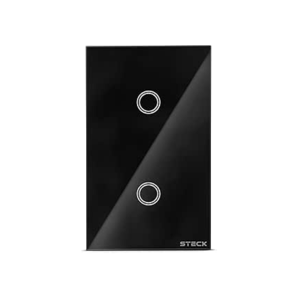 Steck, Interruptor Inteligente 4X2", Touch Wi-Fi Steck Ambiente Conectado, 2 Módulos, Bivolt, Preto