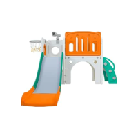 Freso Baby Playground Infantil 7x1 Mini Mundo Spring 2 Torres, Para Crianças de 1 a 4 anos, Compacto e Fácil Montagem, com Escorregador, Cesta de Basquete e Bola, Escalada, Luneta
