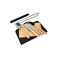 Kit Churrasco Facas Inox 10 Peças Biscuitt Steak Master Cabo De Madeira Com Estojo