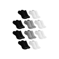 MASH Kit 10 Pares Meia Soquete Invisível Cano Baixo Algodão Respirável, 4 Brancas - 2 Cinzas - 4 Pretas, 34-38