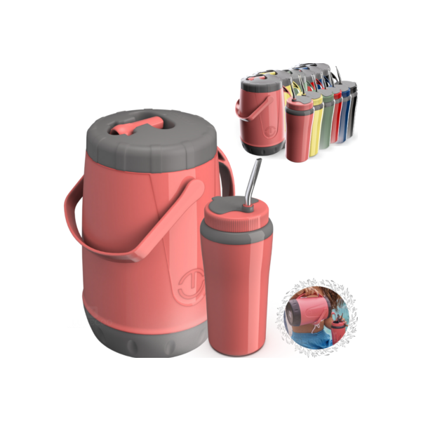 Kit Tereré térmico c/ cuia Unitermi Garrafa de água e Jarra Térmica Tererê Canudo Inox P/ Mate erva