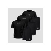 Kit 6 Peças Dry 3 Camisetas e 3 Bermudas Alpha Co - Preto