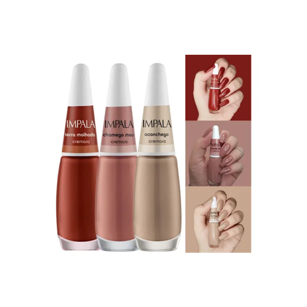 Kit 3 Esmaltes Impala Cremosos Marrom