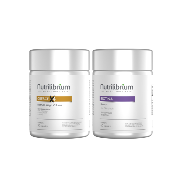 Kit Cresce X4 30 Caps + Biotina Beauty 60 Caps Nutrilibrium
