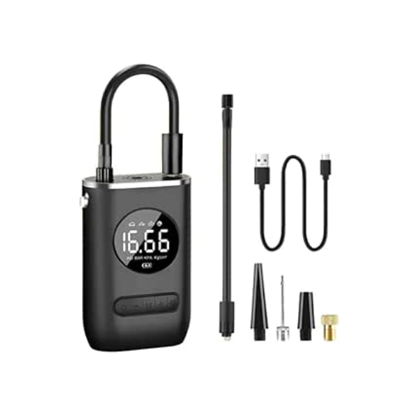 Calibrador Compressor Bomba De Ar Portátil Digital Mini Com Lanterna LED para Encher Pneus de Carro, Moto, Bike, Bicicleta, Bola e Piscina Inflável upMoura