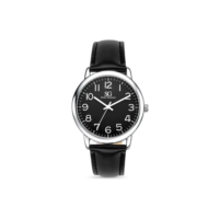 Relógio Masculino Preto Prata Saint Germain Couro 40mm Preto Prata Preto