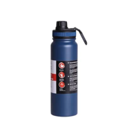 Garrafa de Água Térmica Inox 800ml Esportiva com Alça Parede Dupla Isolada a Vácuo Antivazamento Garrafinha Academia Fitness Corrida Esportes Escritório Aço Inox (Azul)
