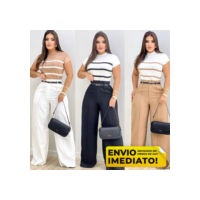 Calça Social Feminina ZARA Pantalona Alfaiataria Com Cinto Lançamento Moda Zr Luxo Elegancia Social