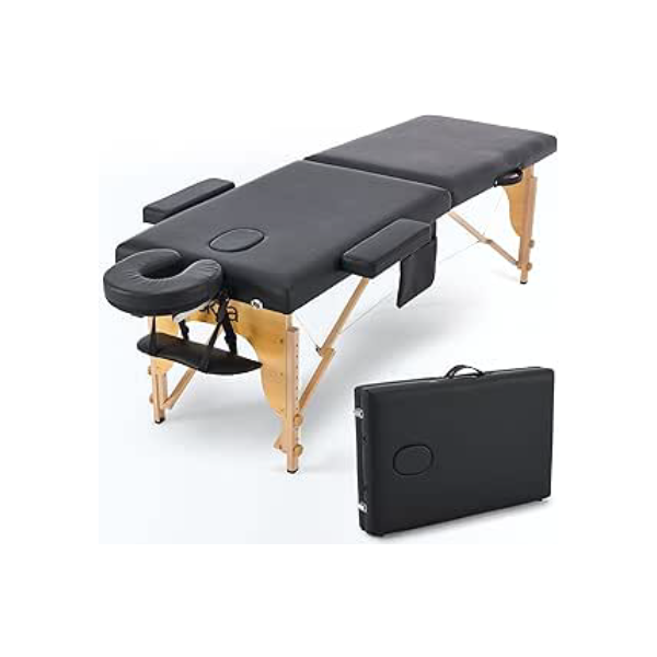 Maca Portátil Premium, Divã Cama de Fisioterapia, Estética, Massoterapia, Massagem, Quiropraxia, Depilação, Tatuagem - Altura Ajustável + bolsa de transporte - Preto BKZA - MSG 102