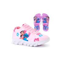 Kit Tênis Infantil Stitch Menina Casual + Chinelo Infantil