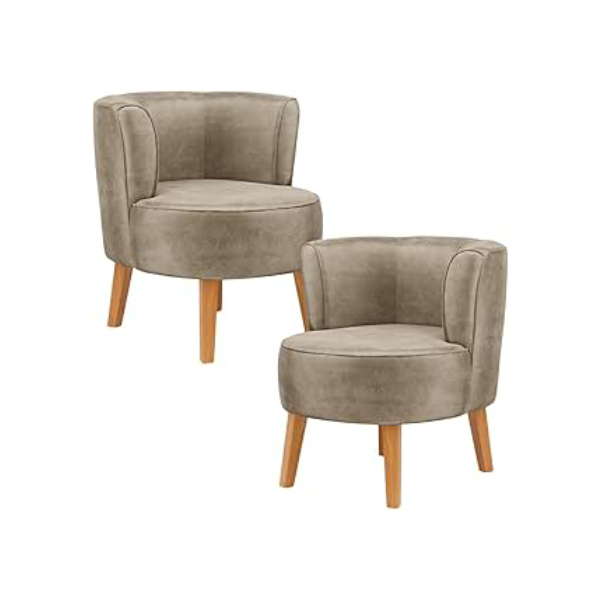 Kit 2 Poltronas Cadeira Elegante para Sala de Estar Tecido Veludo MOBLAN decor (Cappuccino)