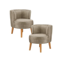 Kit 2 Poltronas Cadeira Elegante para Sala de Estar Tecido Veludo MOBLAN decor (Cappuccino)