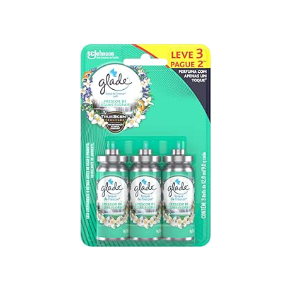 Glade Aromatizador de Ambiente Spray Refil, Odorizador de Ambiente Frescor de Águas Florais, Leve 3 Pague 2, 12ml cada