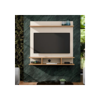 Painel Para Tv 32 Polegadas 90x90 Com 3 Nichos E Prateleiras Cor Off-white Freijó