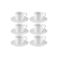 Jogo Xícaras Café Com Pires Porcelana Branca 12 Peças