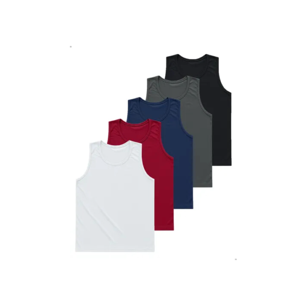 Kit 5 Camisetas Regatas Masculina Lisa Básica Academia Dry