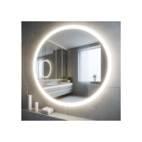 Espelho Redondo 40Cm X 40Cm Lapidado Led COM FONTE Ambiente Moderno Decoração Espelho Quarto