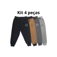 Kit 4 Calças Moletom Moletinho Infantil Unissex Menina Menino Inverno