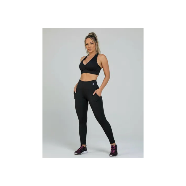 Conjunto Manalinda Feminino Fitness Preto Blusa E Calça