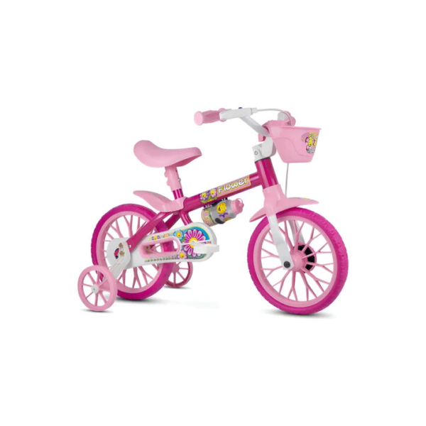 Bicicleta Infantil Menina Aro 12 Nathor Flower 2 4 Anos Rosa