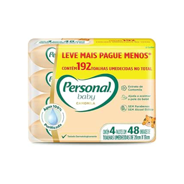 Personal Toalha Umedecida Baby Camomila Promopack, 192 Unidades