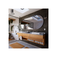Espelho Oval Grande Decorativo Corpo Inteiro 1,10X50 borda de couro + suporte duplo para instalação