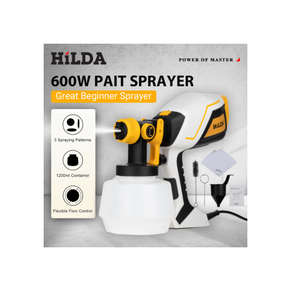 Hilda 600w pistola elétrica 1200ml pulverizador de tinta doméstica de alta potência 230v-60hz ferramenta de pulverização ajustável