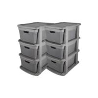 Kit 2 Gaveteiro Organizador Grande de Chão 15 Litros com 3 Gavetas em Plástico Juta (2 Cinza)