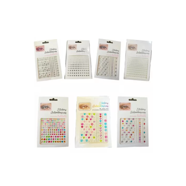 Kit 7 Cartelas Adesivo Strass Maquiagem Carnaval Festa-x