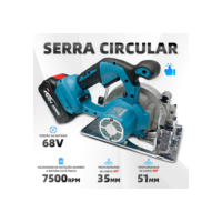 Serra Circular Sem Fio Recarregável E Portátil 2 Bateria 68v 125MM