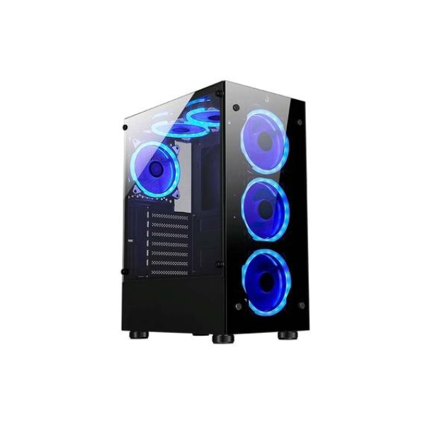 Gabinete Gamer Rise Mode Glass 06X, Mid Tower, ATX, Lateral em Vidro Fumê e Frontal em Vidro Temperado, Sem FANs, Preto - RM-CA-06X-FB
