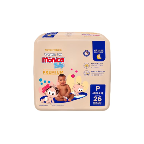 Turma da Mônica Baby Premium Jumbo P 26 Unidades