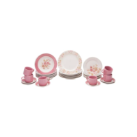 Aparelho de Jantar Chá 30 Peças Biona - Cerâmica Redondo Rosa Donna AE30-5160